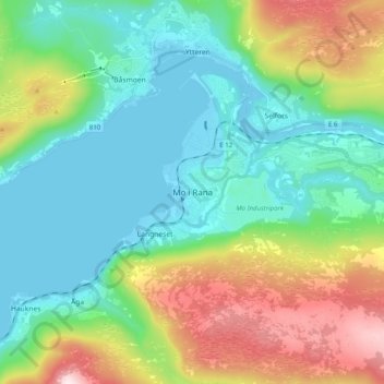 Topografische Karte Mo i Rana, Höhe, Relief