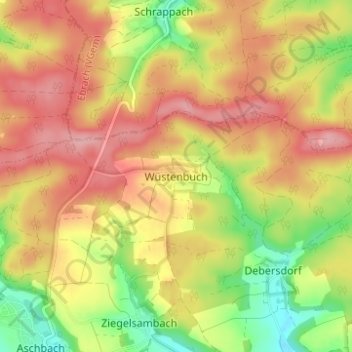 Topografische Karte Wüstenbuch, Höhe, Relief