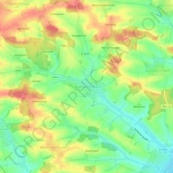 Topografische Karte Langenpettenbach, Höhe, Relief