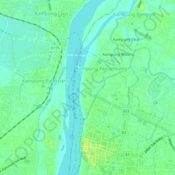 Topografische Karte Kampung Cina, Höhe, Relief