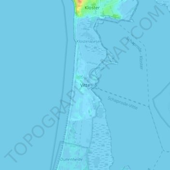 Topografische Karte Vitte, Höhe, Relief