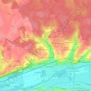 Topografische Karte Les Epinettes, Höhe, Relief