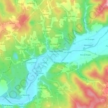 Topografische Karte Cubjac, Höhe, Relief