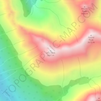 Topografische Karte Lost Peak, Höhe, Relief