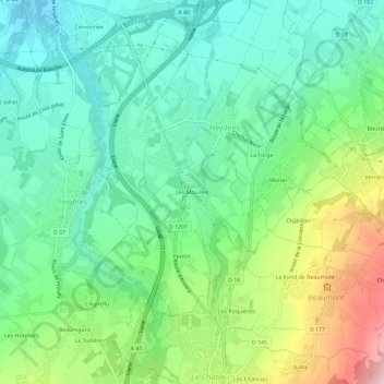 Topografische Karte Les Mouilles, Höhe, Relief