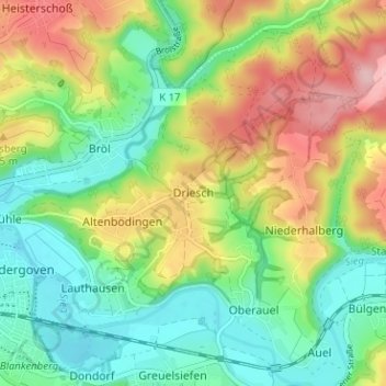 Topografische Karte Driesch, Höhe, Relief