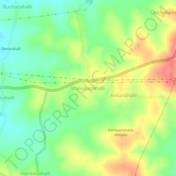 Topografische Karte Manuganahalli, Höhe, Relief
