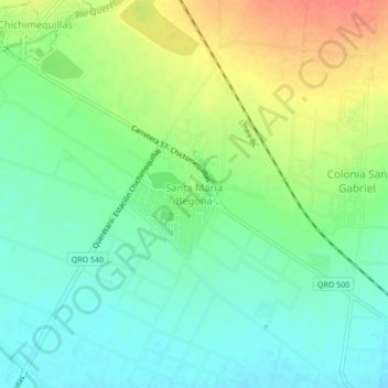 Topografische Karte Santa María Begoña, Höhe, Relief