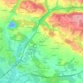 Topografische Karte Magouero, Höhe, Relief