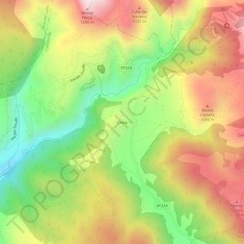 Topografische Karte Civita, Höhe, Relief