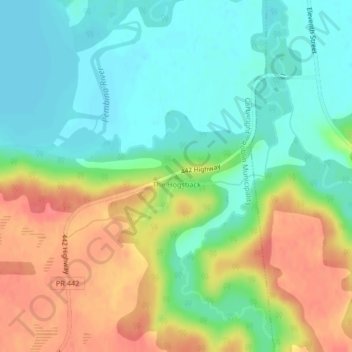 Topografische Karte The Hogsback, Höhe, Relief