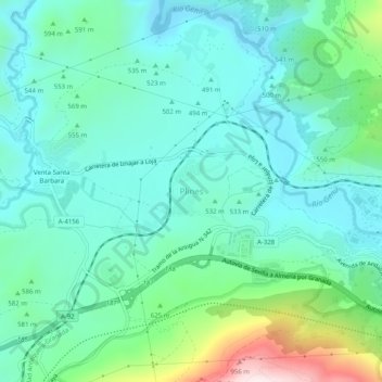 Topografische Karte Plines, Höhe, Relief