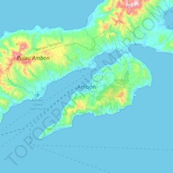 Topografische Karte Ambon, Höhe, Relief