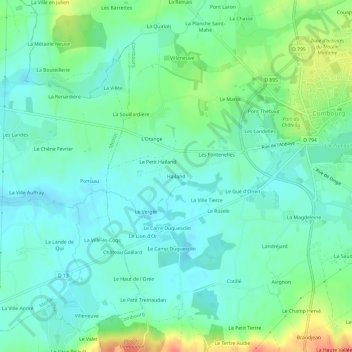 Topografische Karte Hailand, Höhe, Relief