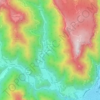 Topografische Karte Valsondrà, Höhe, Relief
