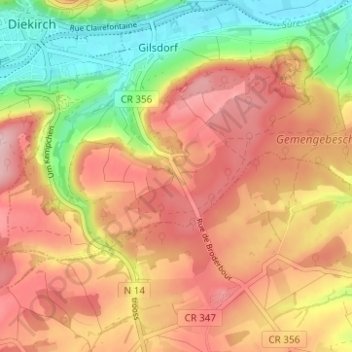 Topografische Karte Broderbour, Höhe, Relief