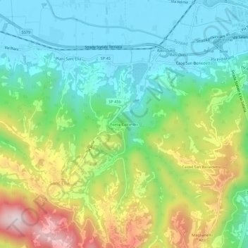 Topografische Karte Fonte Colombo, Höhe, Relief