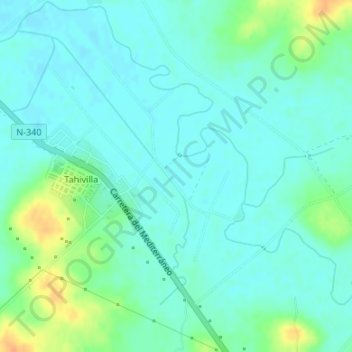 Topografische Karte Tahivilla, Höhe, Relief