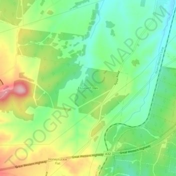 Topografische Karte Elizabeth Vale, Höhe, Relief