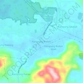 Topografische Karte Kampung Bratan, Höhe, Relief