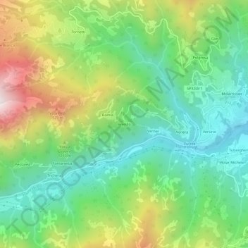 Topografische Karte Brendo, Höhe, Relief
