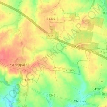 Topografische Karte Draschwitz, Höhe, Relief