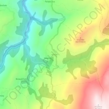 Topografische Karte O Chao, Höhe, Relief