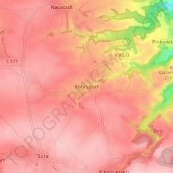 Topografische Karte Röhrsdorf, Höhe, Relief