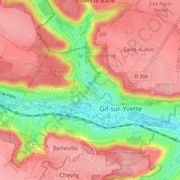 Topografische Karte La Croix de Fer, Höhe, Relief