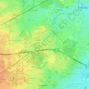 Topografische Karte Faugère, Höhe, Relief