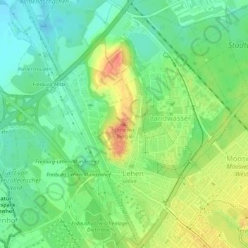 Topografische Karte Lehener Bergle, Höhe, Relief