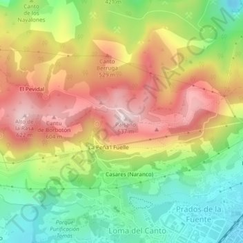 Topografische Karte Cristo del Naranco, Höhe, Relief