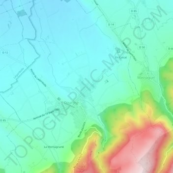 Topografische Karte La Rivière Basse, Höhe, Relief