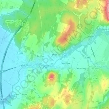 Topografische Karte Chaze, Höhe, Relief