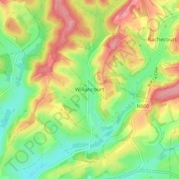 Topografische Karte Willancourt, Höhe, Relief