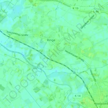 Topografische Karte Großringe, Höhe, Relief