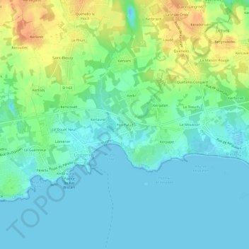 Topografische Karte Pen Palud, Höhe, Relief