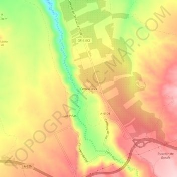 Topografische Karte Cenascuras, Höhe, Relief