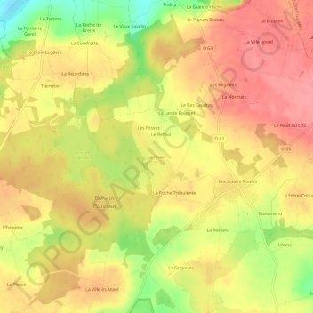 Topografische Karte La Filiais, Höhe, Relief