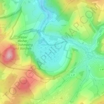 Topografische Karte Dreiser Weiher, Höhe, Relief