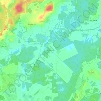 Topografische Karte Weitmoos, Höhe, Relief