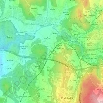 Topografische Karte O Casal, Höhe, Relief