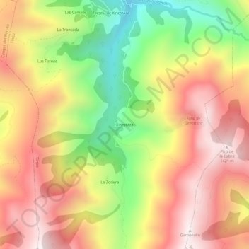 Topografische Karte Genestaza, Höhe, Relief