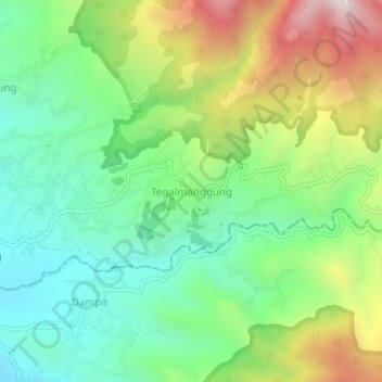 Topografische Karte Tegalmanggung, Höhe, Relief