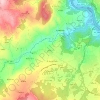 Topografische Karte Astariz, Höhe, Relief
