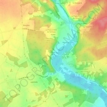 Topografische Karte Hameau de Bury, Höhe, Relief