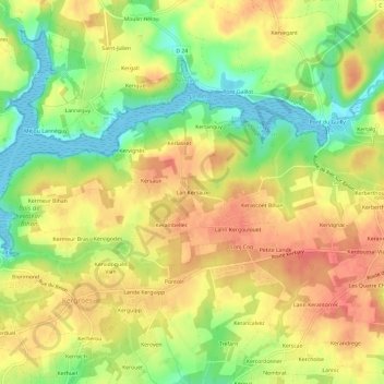 Topografische Karte Lan Kersaux, Höhe, Relief