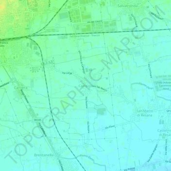 Topografische Karte Campigo, Höhe, Relief