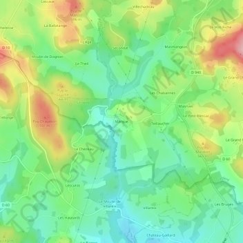 Topografische Karte Marque, Höhe, Relief