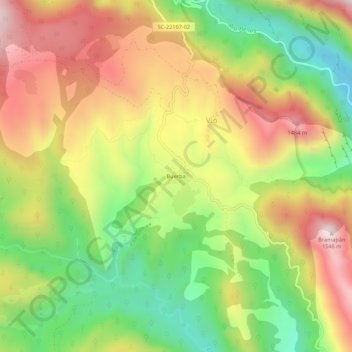 Topografische Karte Buerba, Höhe, Relief